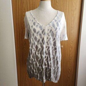 XCVI White and Gray Short Sleeve Tee